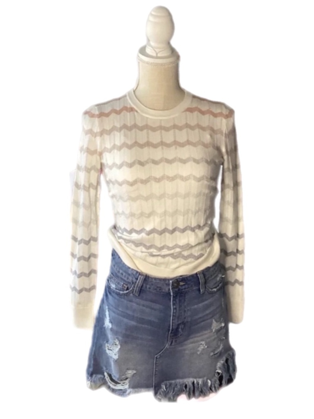 Vervet Distressed Denim Mini Skirt Sz 27 100% Cotton Blue Jean High Rise